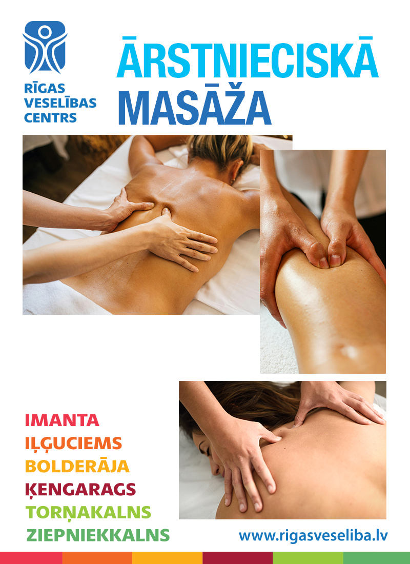 Rīgas veselības centrā iespējams veikt ārstniecisko masāžu.