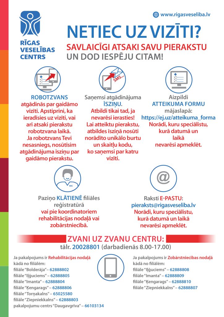 5 veidi, kā atteikt vizīti Rīgas veselības centrā