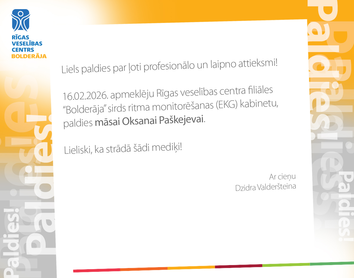 Filiāles “Bolderāja” vispārējās aprūpes māsai Oksanai Paškejevai